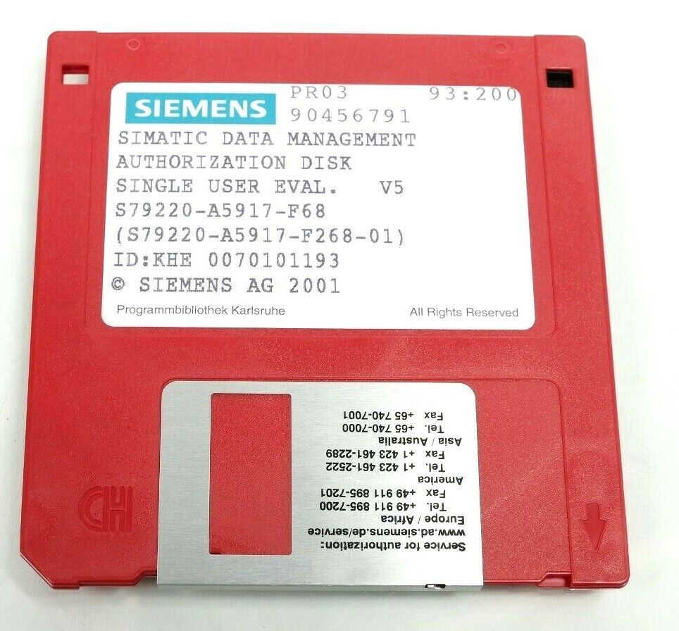 Siemens SIMATIC Data Management Authorization Disk | S79220-A5917-F68