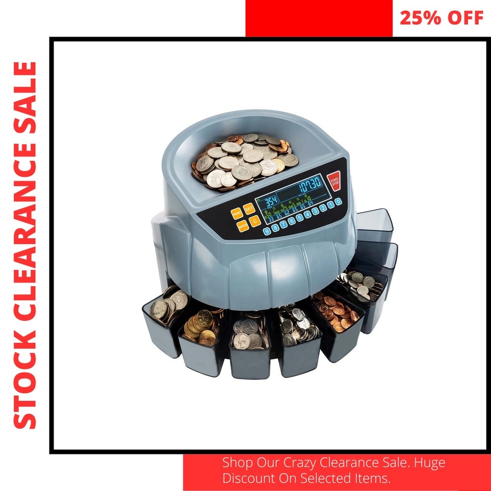 MUNBYN Coin Counter 6 Bin 250 Coins Per Min Machine