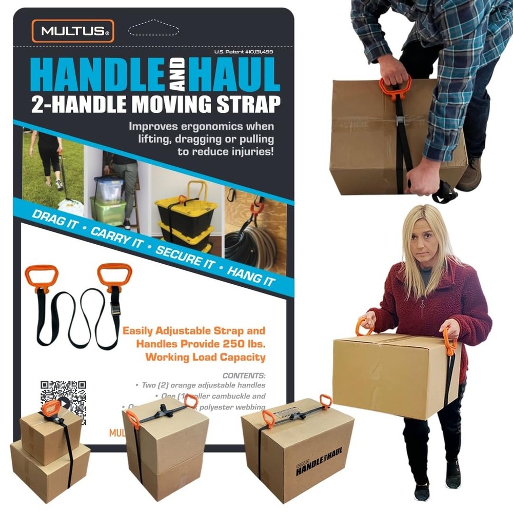 MULTUS - 2 Handle Moving Strap – Heavy Duty Carrying Strap for Boxes, Furn