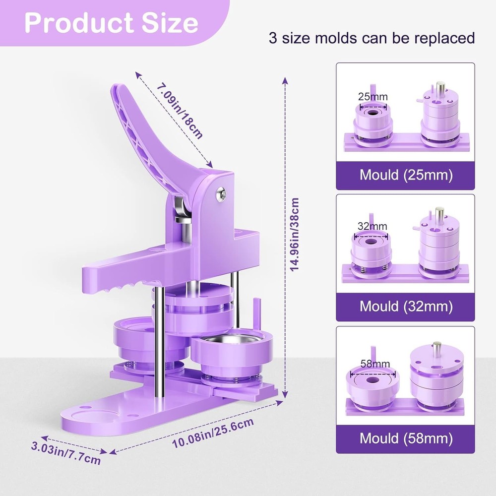 Versatile Button Pin Maker Machine - Create 1'' to 2.25'' Personalized Badges