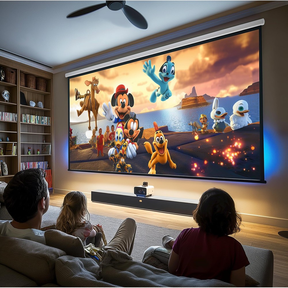 110" Motorized Projector Screen, Electric 4:3 Projector Screen with Remote Co...
