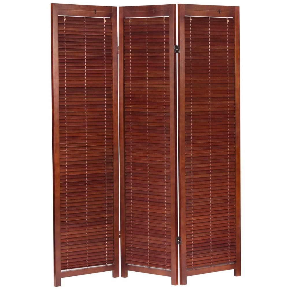 6 ft. Tall Adjustable Shutter Room Divider Walnut 3 Panel
