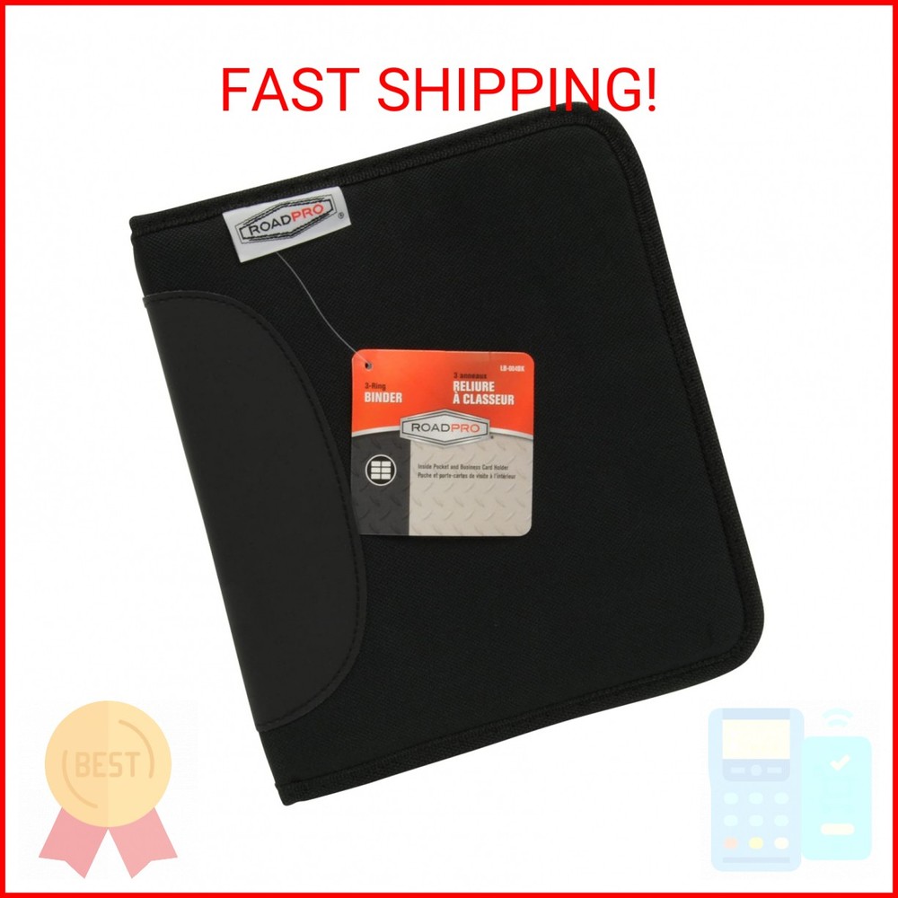 Roadpro LB-004BK 3-Ring Looseleaf Log Binder - Black