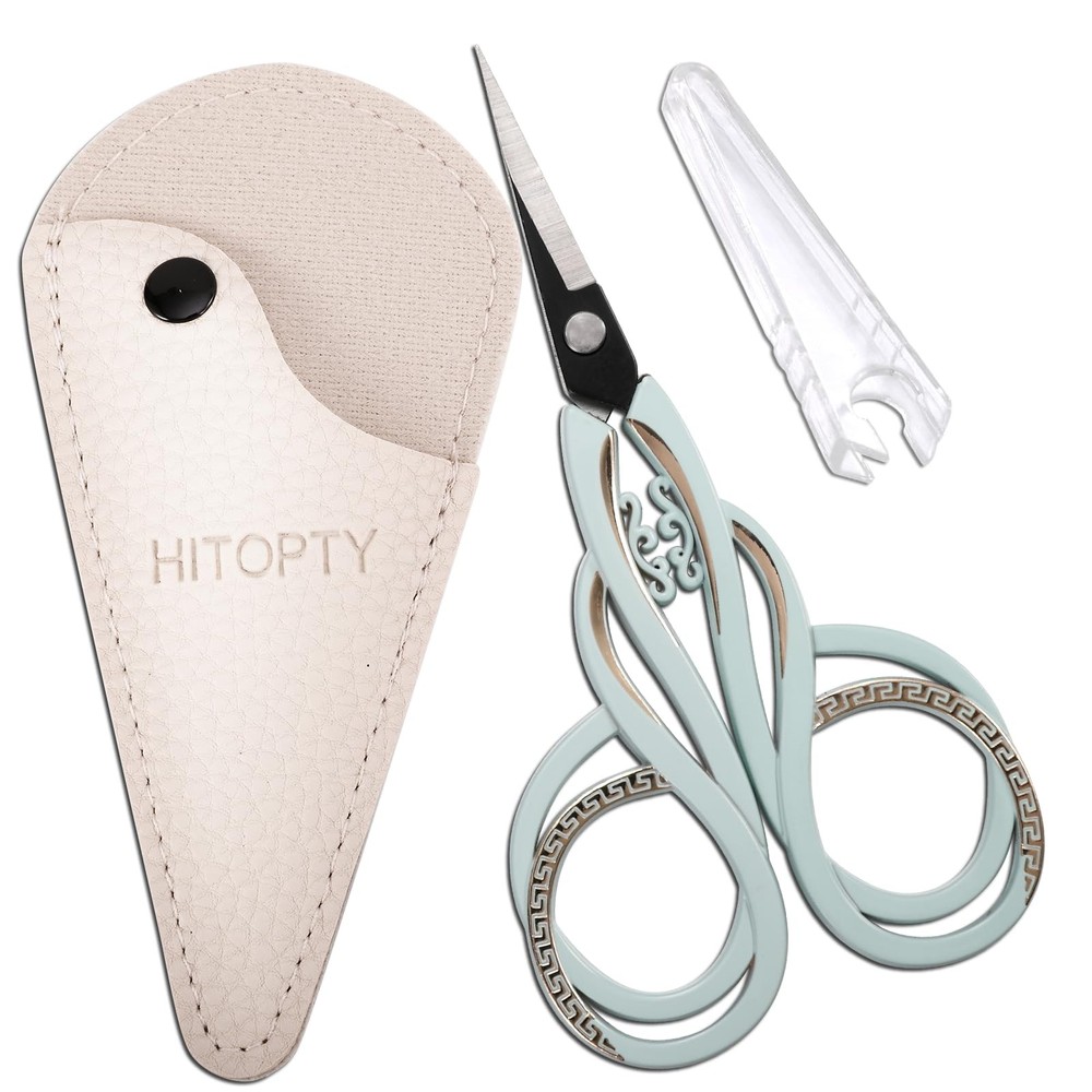 Small Sharp Scissors Pointed Tip Sewing Scissor with Case for Craft Embroider...