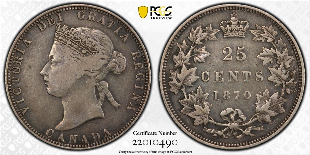 Canada 1870 25 Cents PCGS VF25