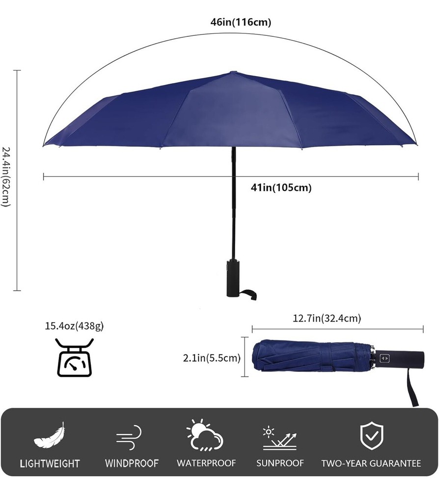 New 10-Rib Compact Travel Umbrella