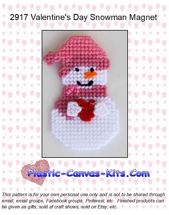 Valentine's Day Snowman Magnet-Plastic Canvas Pattern/Kit