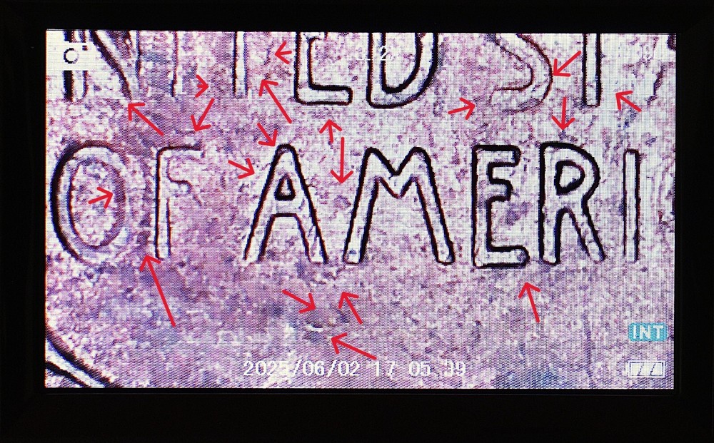 1949 D Penny Error Red Mint State Multi Error Double Die, Cracks Collar Filled D