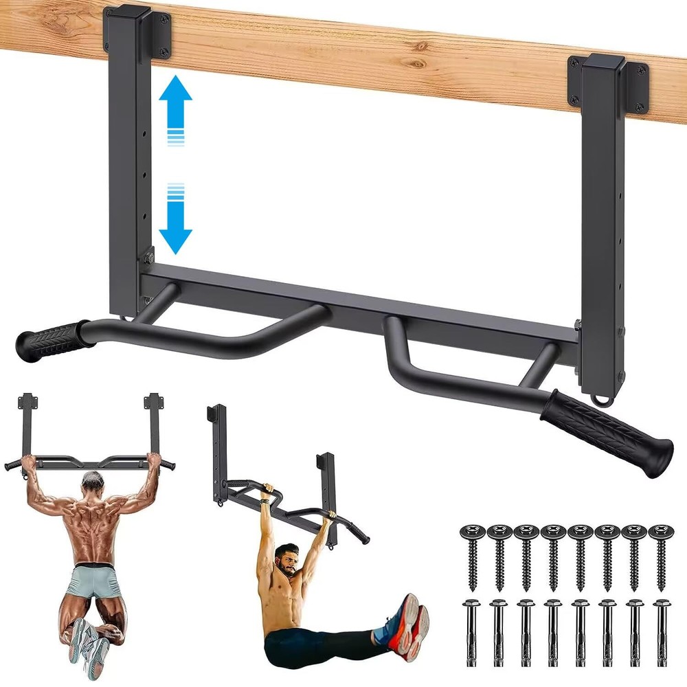 32" Ceiling Mounted Pull Up Bar - Heavy Duty, Highly Adjustable, Multifunctio...