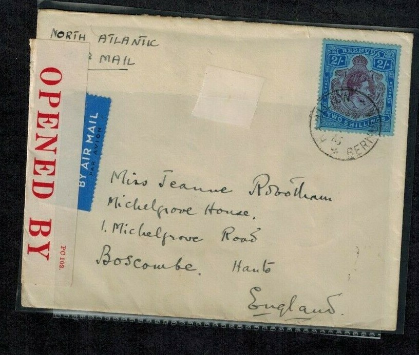 Bermuda WWII Censor Cover C22 Red Censor #77