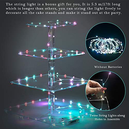 4 Tier Square CUPCAKE STAND Display for LED Light String Multicolored YESTBUY