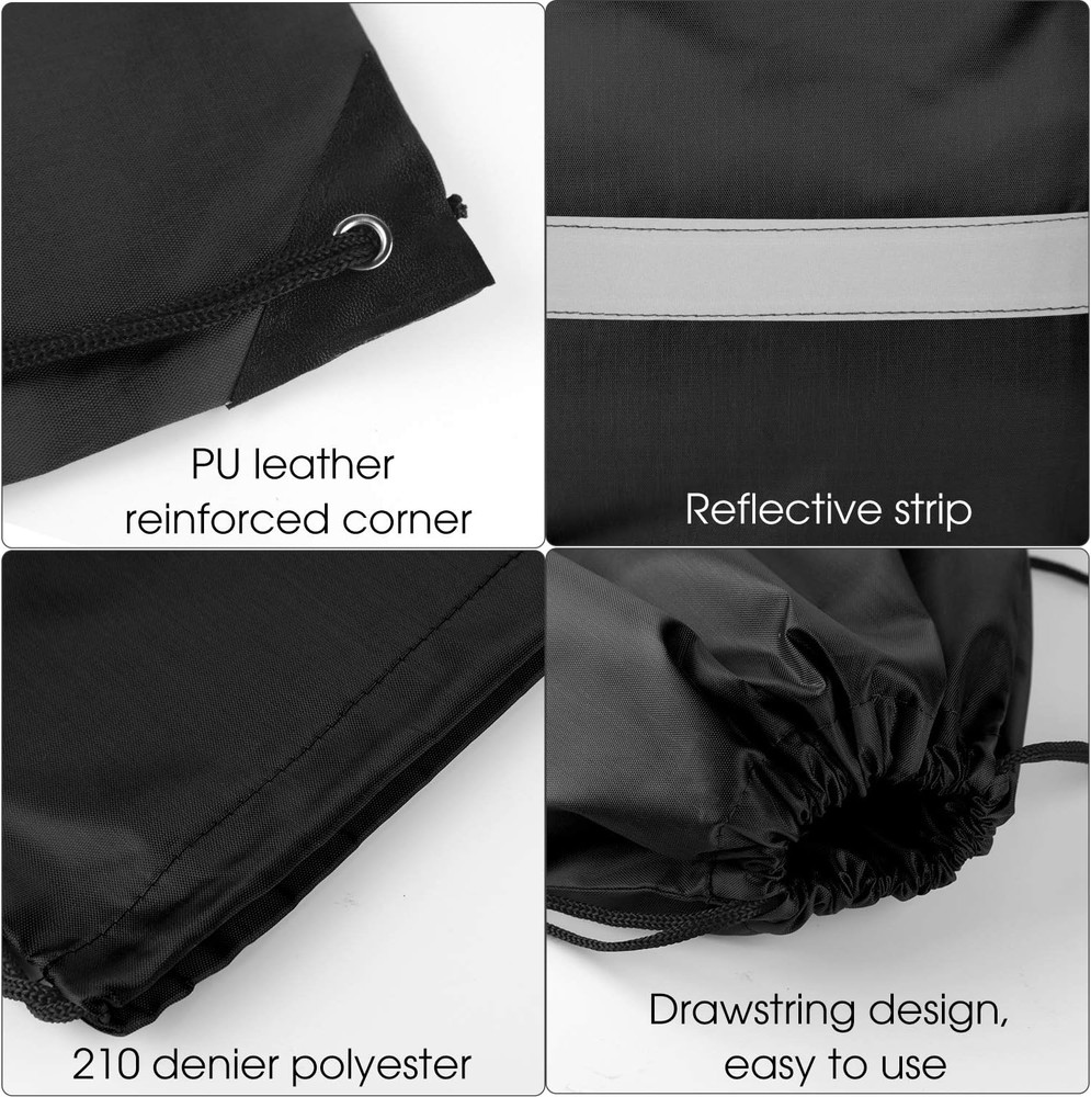 12 Pcs Drawstring Backpack Bag Bulk Reflective Backpack Black String Bags Cinch