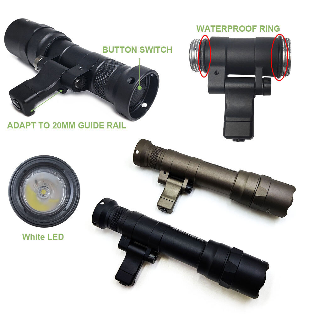 M640DF Dual Fuel Tactical LED Flashlight Offset Side Mount Hunting Weapon Light