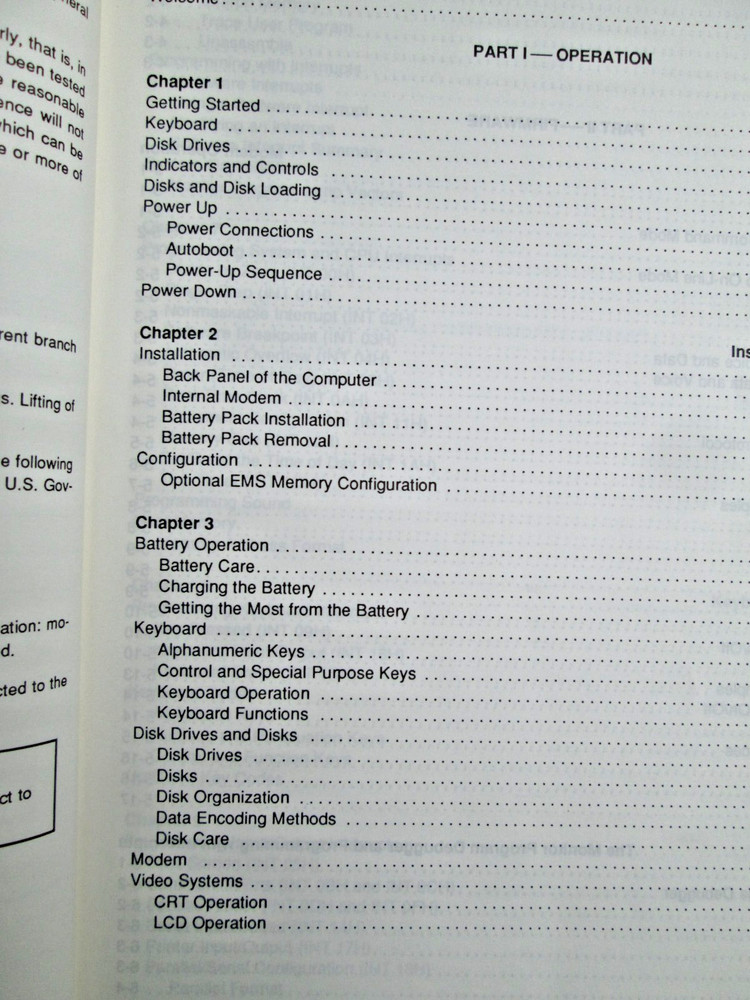 SupersPort Portable Computer User Technical Manual Zenith data systems PB 1988