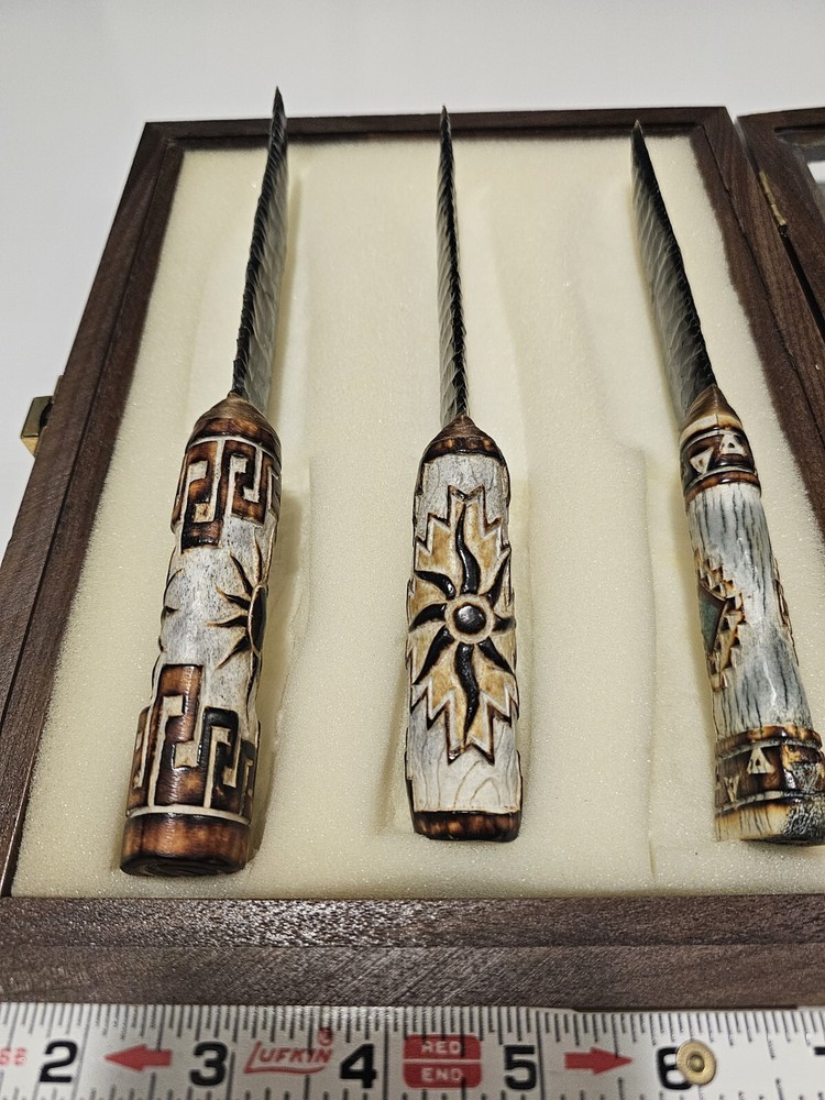 3 Piece Obsidian Knife Collection with Display Box