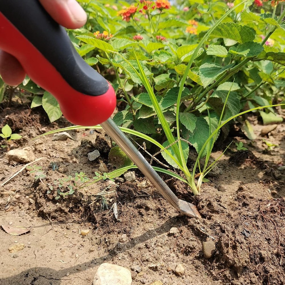 Weed Puller Tool, Dandelion Weeder Puller Tool with Soft Handle, Two-Pronged For