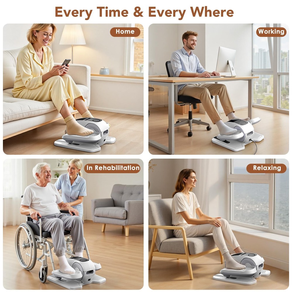 Under Desk Elliptical Exercise Machine, Mini Medium, Black and White