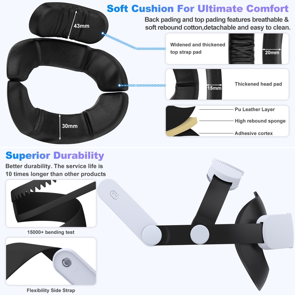 VR Headset Strap For Meta Quest 3/Quest 2 Accessories,Elite Strap Replacement US