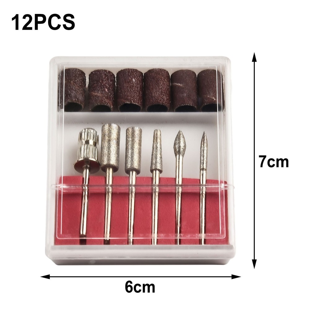12pcs Electric Nail Drill Bits File Tool Manicure Machine Grind Head Tools Pack