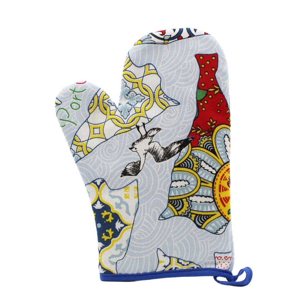 100% Cotton Blue Portuguese Codfish Oven Mitts Set