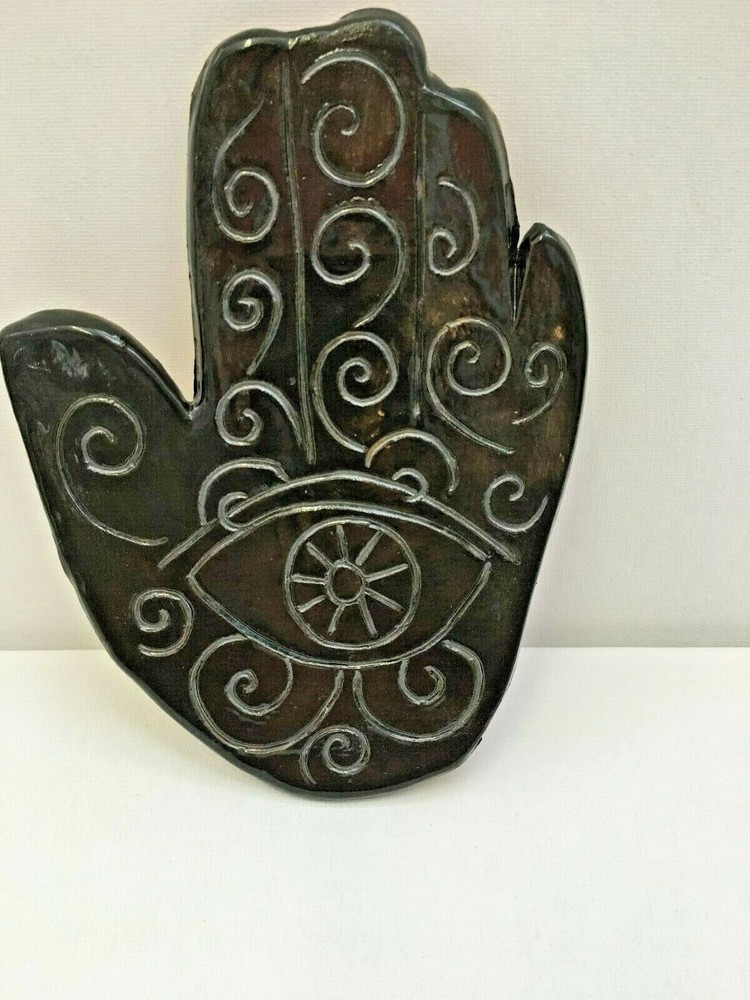 HAMSA hand carved stoneware wall plaque
