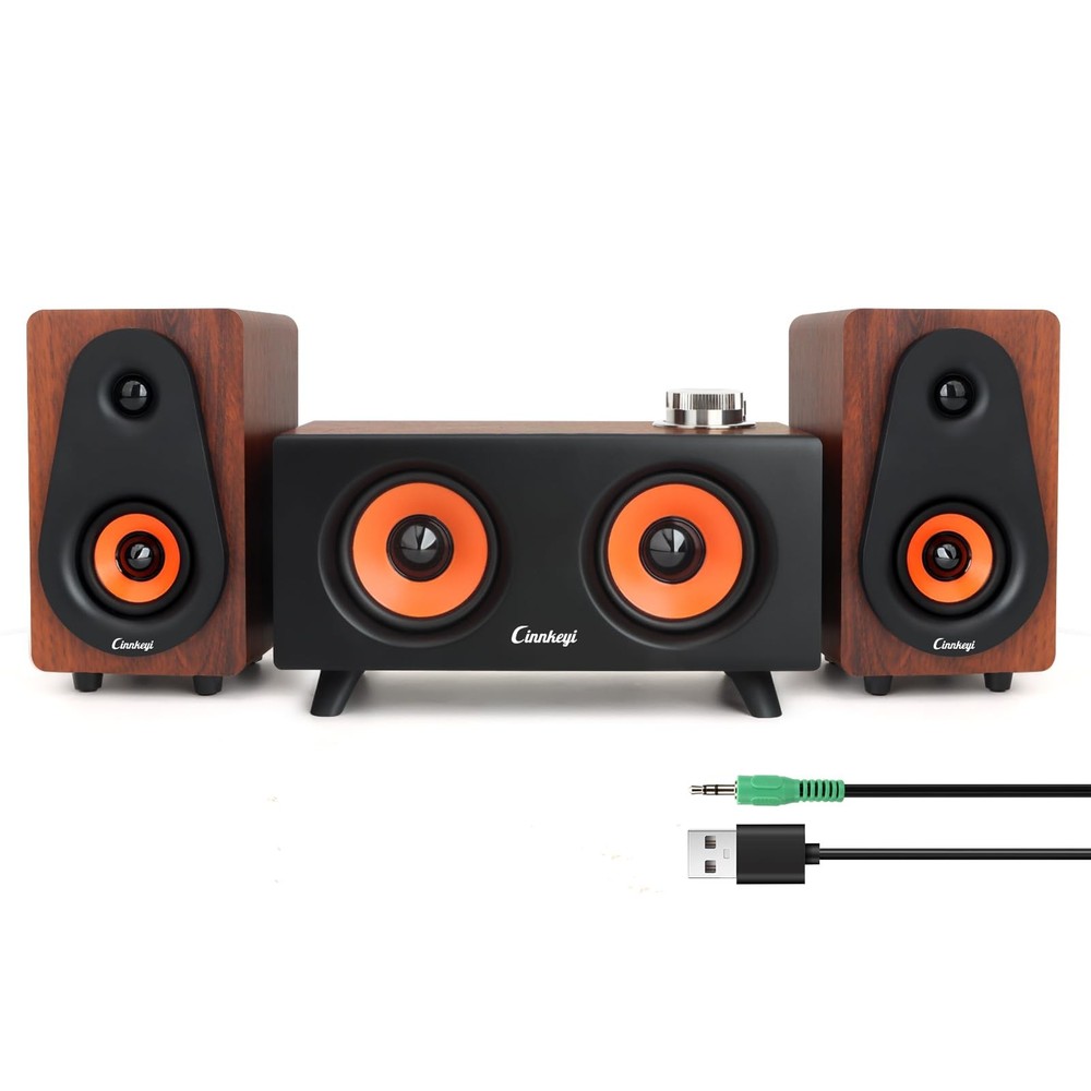 【2026 Update】 USB 2.1 Computer Speakers with Subwoofer, 3.5mm/USB Input Pc Sp...