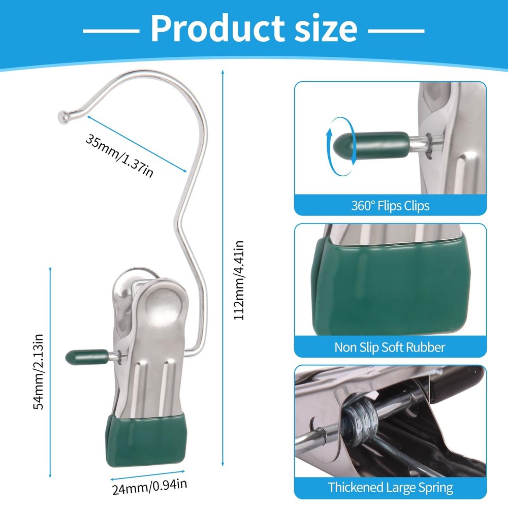 30 Pack Heavy Hanger Clips for Closet, Laundry Hooks Hanging Clips