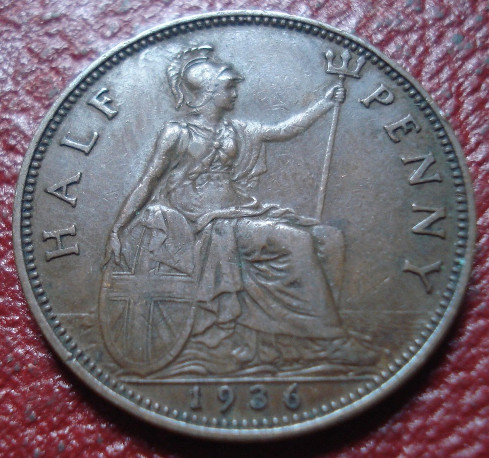 1936 BRITISH HALF PENNY IN VF CONDITION