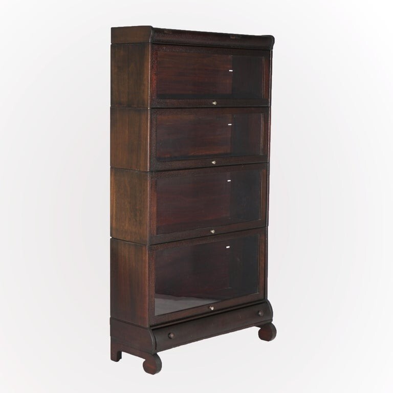 Lundstrom Arts & Crafts Mahogany Four-Stack Barrister Bookcase c1910