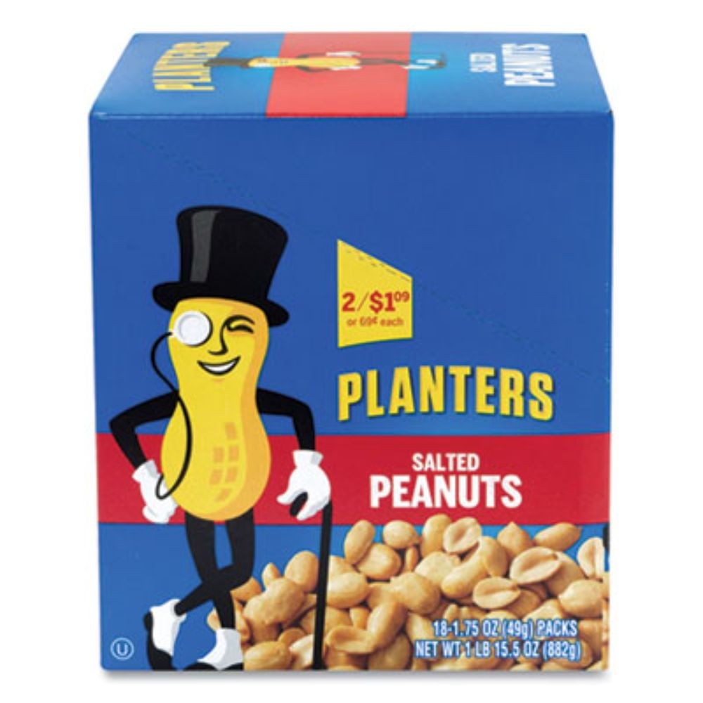 Planters Salted Peanuts, 1.75 Oz Pack, 18 Packs Per Box