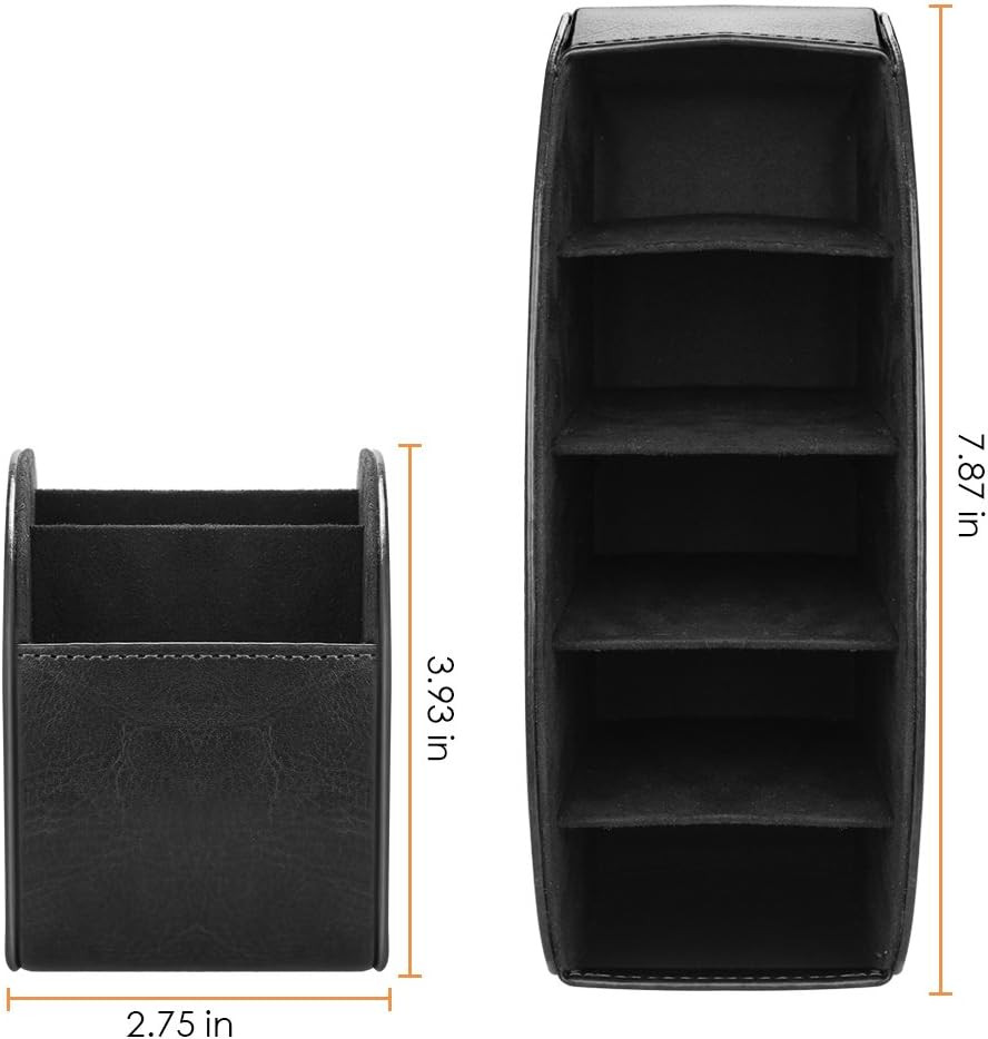 Remote Control Holder with 5 Compartments Leather Remote Caddy Desktop Organizer
