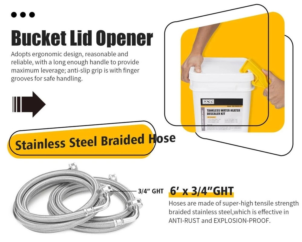 6699 Tankless Water Heater Flush Kit Includes 1/3HP Stainless Steel Sump Pump...