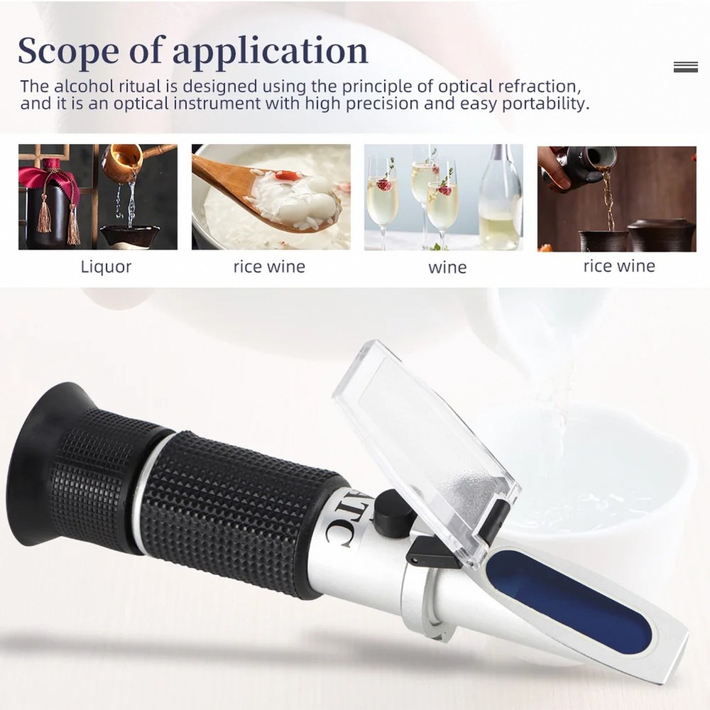 Handheld Refractometer for Alcohol Concentration 0-80 with ATC – Portable