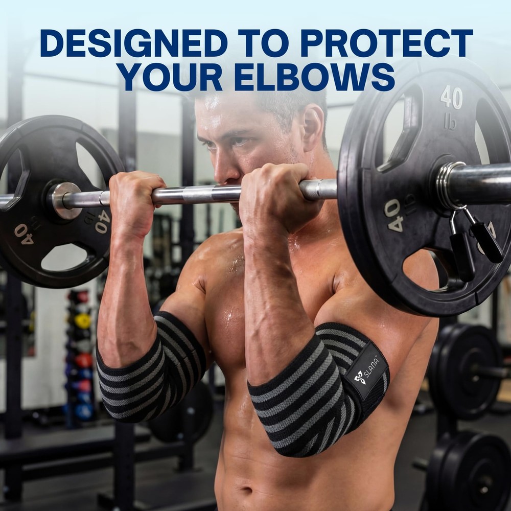 Elbow Wraps for Weightlifting – 40” Long Adjustable Compression - Elbow Sleev...