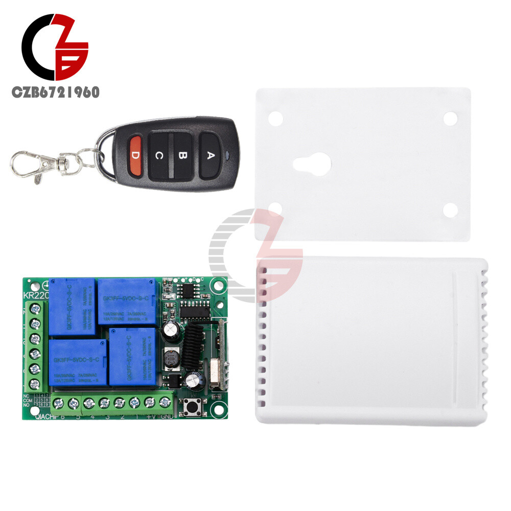 433Mhz Remote Control Receiver RF Wireless Switch 4CH Relay Module Transmitter