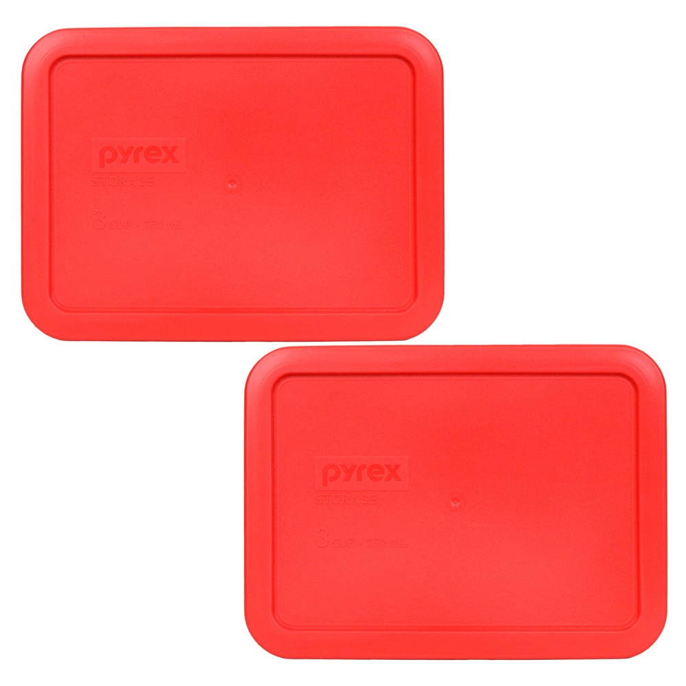 Pyrex 7210-PC Red Rectangle Plastic Storage Replacement Lid Cover (2-Pack)
