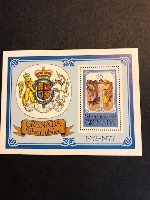 British Commonwealth $5 Granada stamp Silver Jubilee Souvenir sheet