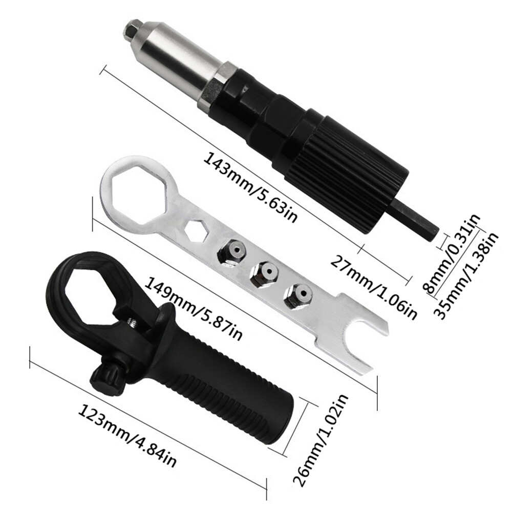 Pop Rivet Gun Tool Professional Cordless Riveter Adapter Kit Riveter Nut Tool☽ ๑