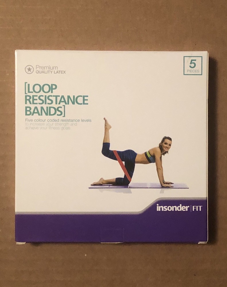 Insonder FIT Loop Resistance Bands 5 Piece Pack Bundle Workout Fit