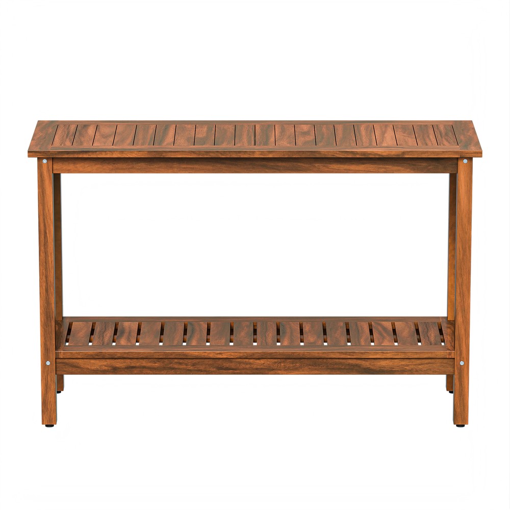 48" Console Table Multiuse Buffet Bar Storage Organizer with Foot Slider Natural