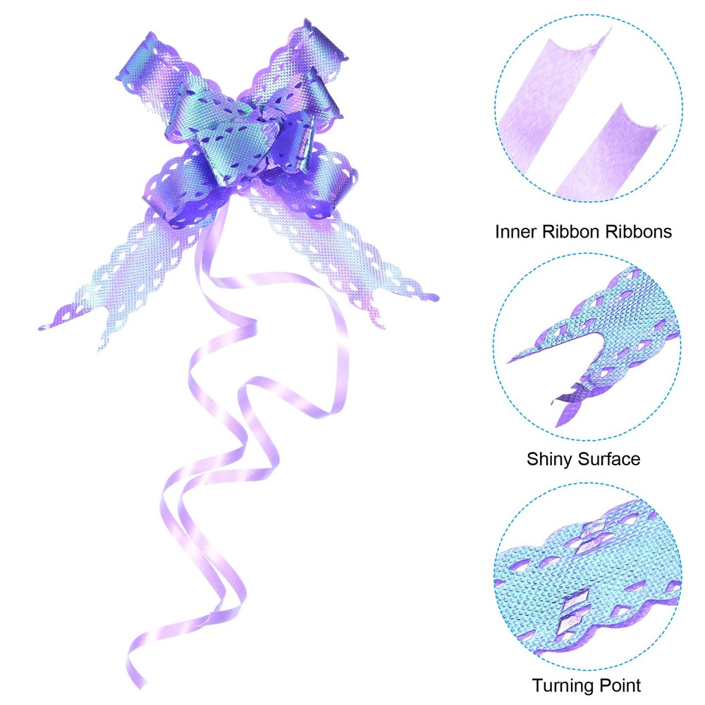 40Pcs 2.2" Iridescent Pull Bows Present Wrapping String Bows Ribbon Dark Purple