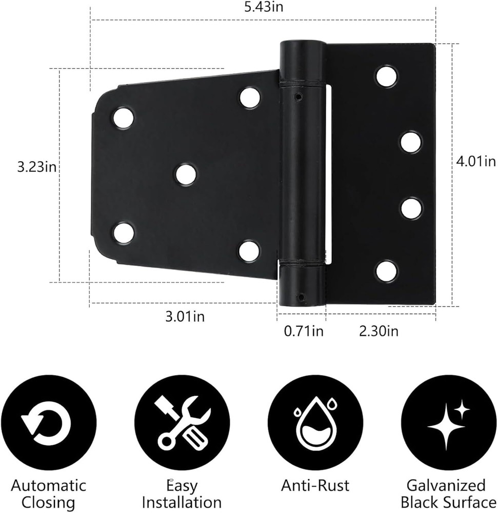 HOME MASTER HARDWARE Self-Closing 3.5" Gate Hinge, 2 Pack ( Spring Hinge)