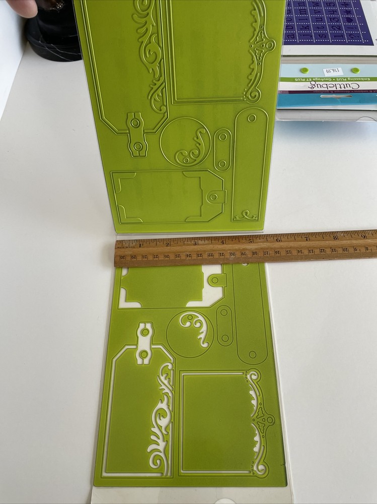 3 Cuttlebug Embossing Plus Cut and Emboss Folders Collage, Tags and Alphabet