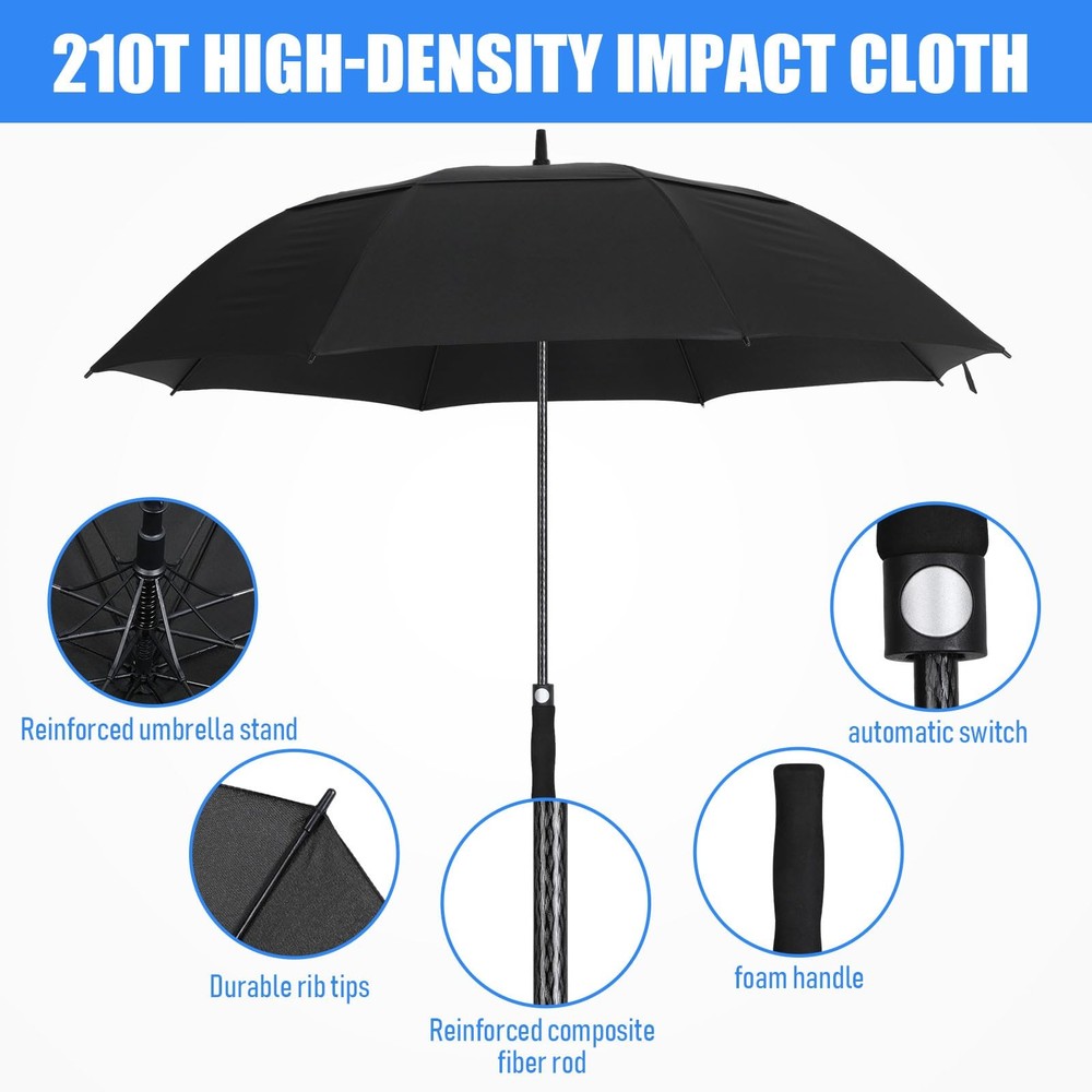 Golf Umbrella 62 Inch Automatic Open Double Canopy Heavy Duty Windproof