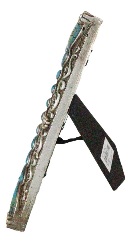 Rustic Western Turquoise Teardrop Gems Scrollwork Patterns 6X4 Picture Frame