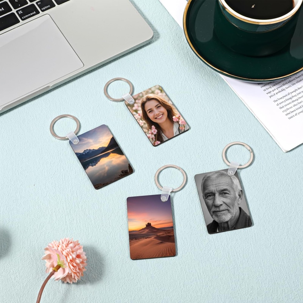 300 Pcs Sublimation Keychain Blanks Bulk, Double-Sided Sublimation Blanks Key...