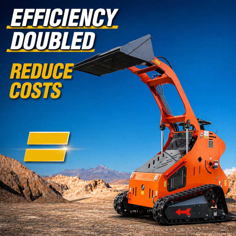FREE SHIP 23HP Mini Skid Steer Loader Three-stage Pump with 3 Attachments