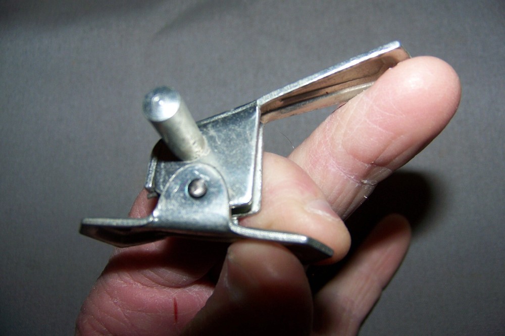 Two, Small, Tin, Cabinet Latches, With Their Offset Keepers - SEE DESCRIPTION