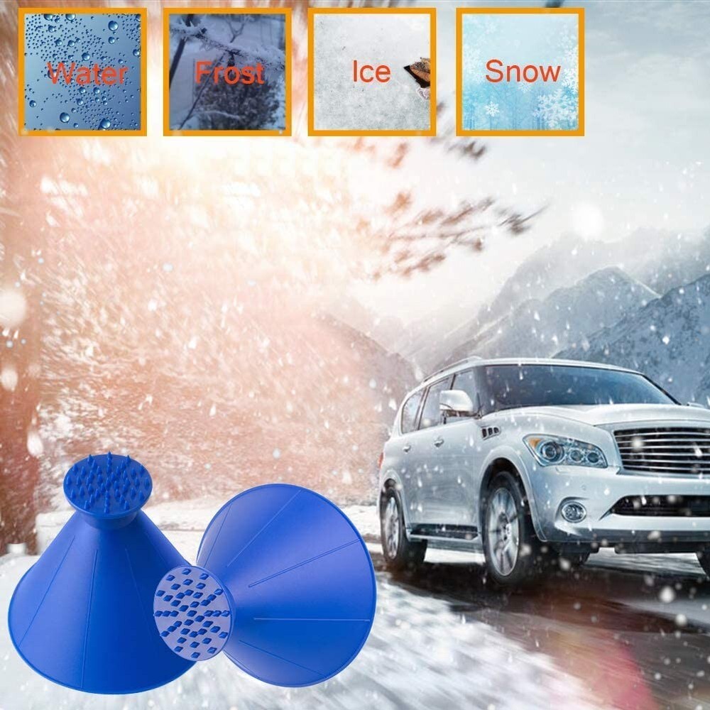 Ice Scraper Auto, Car Windscreen Ice Shaped Multi-Function Cone Fueling Funnel