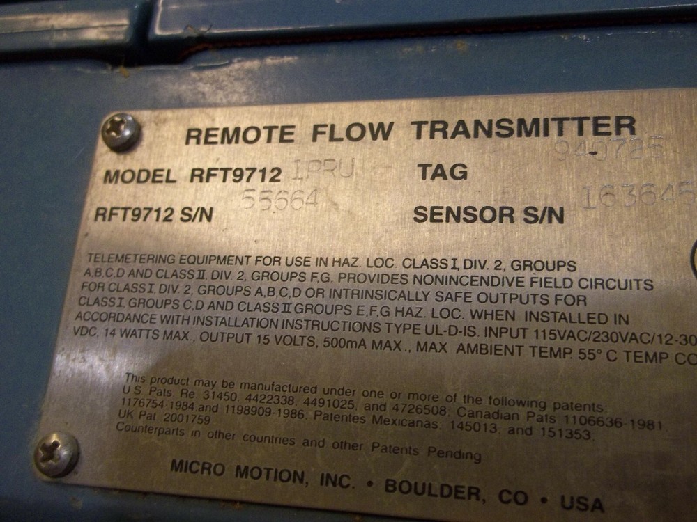 MICRO MOTION RFT97121PRU REMOTE FLOW TRANSMITTER (J3)